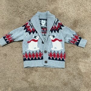 Baby GAP Gray Cardigan with Polar Bear and Red Accents